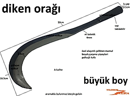 DİKEN ORAK OT BÜYÜK DUBLE BOY ÇELİK DİKEN KESME ORAĞI BIÇAĞI ORAK TIRPAN BUDAMA KÖK SÖKME