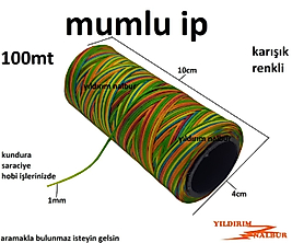 MUMLU İP 100MT ÇOK RENKLİ HOBİ TİPİ