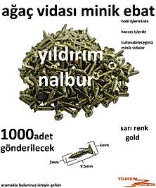AĞAÇ VİDASI MİNİ SARI ALTIN RENK 1000 ADET BİN ADET TAVLA MENTEŞE VİDASI HOBİ