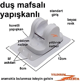 DUŞ MAFSALI BEYAZ RENK YAPIŞKANLI FİSKİYE OTURAĞI BANYO EL DUŞU SEHPASI PLASTİK