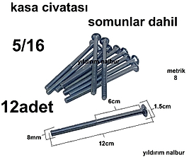KASA CİVATASI 8X120 12 ADET SOMUNLAR DAHİL KASA MONTAJ CİVATA DUBLE BOY
