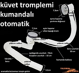 KÜVET TROMPLEMİ KUMANDALI OTOMATİK KÜVET JAKUZİ SİFONU EKOMONİK MODEL KALİTE