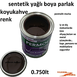 KOYUKAHVE SENTETİK YAĞLI BOYA 0.750LT KOYU KAHVE RENK AHŞAP METAL BOYA