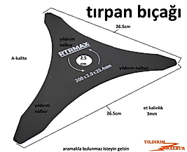 TIRPAN BIÇAĞI RTRMAX TIRPAN OT ÇİM BİÇME BIÇAK 3 KOLLU TIRPAN BIÇAK