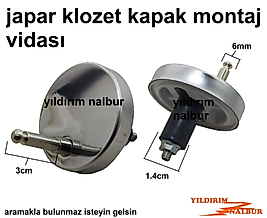 JAPAR KLOZET KAPAK BAĞLANTI VİDASI KALIN PİMLİ VİDA PASLANMAZ METAL AMATİSÖRLÜ KLOZET KAPAK MONTAJ APARATI PİMLİ