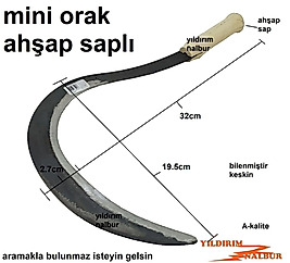 MİNİ ORAK AHŞAP SAP KÜÇÜK BOY ÇELİK OT KESME ÇİM BİÇME DİKEN KESME ORAĞI