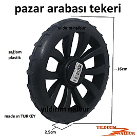 PAZAR ARABASI TEKERLEĞİ 16CM SİYAH PAZAR TEKERİ