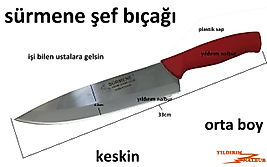 SÜRMENE ŞEF BIÇAĞI MUTFAK USTA BIÇAĞI ORTA BOYLU DİLİMLEME BIÇAK