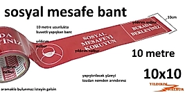 SOSYAL MESAFE BANT ŞERİT KORUMA BANTI KIRMIZI 10 METRE SAĞLIK BANTI 10CM İKAZ BANTI