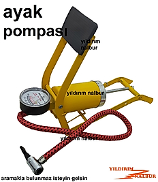 BİSİKLET POMPASI AYAK POMPASI SARI RENK SAATLİ POMPA