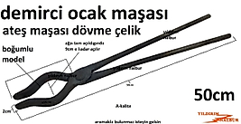 OCAK MAŞASI 50CM BOĞUMLU MODEL DEMİRCİ KÖZ ATEŞ MAŞASI DÖVME ÇELİK KÖRÜK MAŞASI BOMBELİ MAŞA