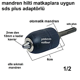 HİLTİ MATKAP ADAPTÖRLÜ MANDREN 1/2 OTOMATİK MANDIREN MATKAP KAFASI MANUEL ELLE SIKMA