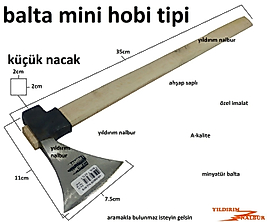 BALTA AHŞAP SAPLI HOBİ TİPİ MİNİ MİNYATÜR BALTA KESKİN KÜÇÜK BALTA