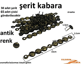 ŞERİT KABARA 30 ADET RAPTİYE ÇİVİ KOLTUK ÇİVİSİ ANTİK RENK YER