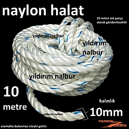 NAYLON HALAT 10MM KALINLIK 10 METRE NAYLON GEMİ HALATI BEYAZ RENK KALİTE