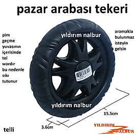 PAZAR ARABASI TEKERLEĞİ TELLİ YUVA 15.5CM SİYAH PAZAR TEKERİ KALİTE