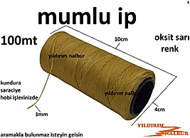 MUMLU İP 100MT OKSİT SARI RENK 1.KALİTE HOBİ TİPİ