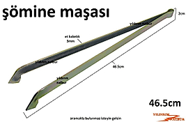 ŞÖMİNE MAŞASI 46.5CM SOBA MAŞASI IZGARA MAŞASI ATEŞ MAŞASI KÖMÜR MAŞASI SARI RENK