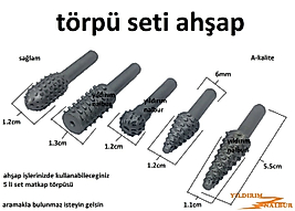 AHŞAP TÖRPÜ SETİ 5 PARÇA FREZE KARBÜR SET YONTMA MATKAP FREZE AĞAÇ