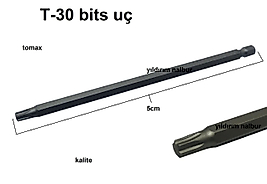 BİTS UÇ T-30 5CM T30 MATKAP UCU TORK ALTI 6 KÖŞE