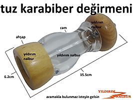 CAM ŞİŞE TUZ DEĞİRMENİ KARABİBER ÖĞÜTÜCÜ AHŞAP KALİTE DENİZ TUZU ÖĞÜTÜCÜ GERÇEK CAM