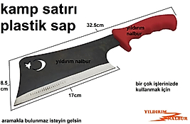 KAMP TİPİ SATIR PLASTİK SAPLI BÜYÜK DUBLE BOY PARÇALAMA SATIRI KESKİN KAMP BALTASI SAFARİ SATIR KALİT