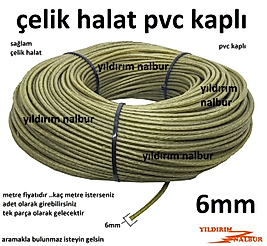 ÇELİK HALAT 6MM ORTA KALINLIK GERDİRME PVC KAPLI ÇAMAŞIR İPİ ÇELİK TEL