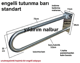 ENGELLİ TUTUNMA BARI STANDART BANYO TUTAMAK YAŞLI TUTUNMA BARI DUVARA