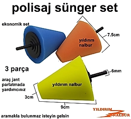 ARABA JANT PASTA POLİSAJ SÜNGER SETİ 3 PARÇA PASTA CİLA PARLATMA SÜNGERİ