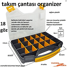 TAKIM ÇANTASI ORGANİZER 18 GÖZ ORTA BOY VİDA KUTUSU BALIKÇI ÇANTA