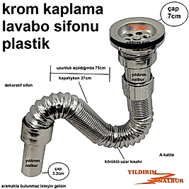 KROM KAPLAMA DEKORATİF LAVABO SİFONU KÖRÜKLÜ PLASTİK LÜKS MODEL LAVABO GİDER