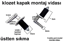KLOZET KAPAK MONTAJ VİDASI ÜSTTEN SIKMA TIRTIKLI LASTİK