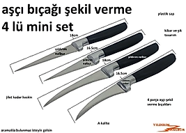 AŞÇI BIÇAK SETİ ŞEKİL VERME 4 PARÇA EĞRİ BIÇAK 4 LÜ SETİ HOBİ BIÇAK SET AŞI BIÇAK SET