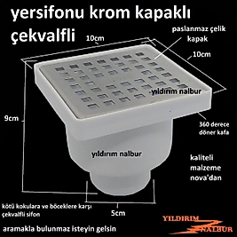 YERSİFONU 10X10X50 ALTTAN ÇIKIŞ KROM PASLANMAZ ALTTAN ÇIKIŞ KLAPALI YER SİFONU ÇEKVALFLİ YER GİDERİ
