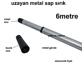 METAL SIRIK 6 METRE UZAYAN SAP METAL SAP VİDALI GRİ SAĞLAM EN UZUN