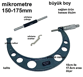 MİKROMETRE 150-175 HASSAS ÖLÇÜM KALİTE DUBLE BOY KUMPAS