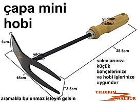BAHÇE HOBİ ÇATAL ÇAPA SİYAH SAKSI ÇAPA ÇİÇEK GÜBRE EKONOMİK MİNİ KAZMA