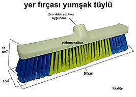 YER FIRÇASI İNŞAAT 51CM TÜYLÜ YUMŞAK FIRÇASI SERT ÇÖPÇÜ FIRÇASI UZUN BOYLU