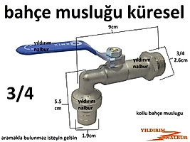 BAHÇE MUSLUĞU 3/4 KOLLU KÜRESEL VANA BÜYÜK TİP KOLLU VANA AÇ KAPA KALİTE