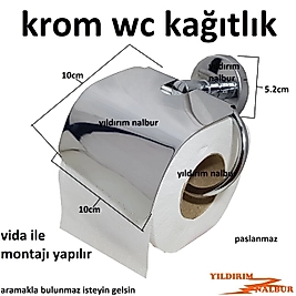 TUVALET WC KAĞITLIĞI KROM PASLANMAZ VİDALI ŞIK PARLAK KAĞITLIK