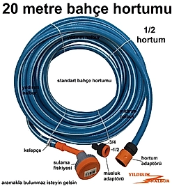 20 METRE BAHÇE FİSKİYE VE AFAPTÖR SET HORTUMU 1/2 KALIN SULAMA HORTUMU EV TİPİ HORTUM