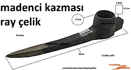 RAY ÇELİK MADENCİ KAZMASI KAZI KAZMASI ÇELİK KAZMA AĞIR KAZMA TEK ÇELİK ÇAPA SİVRİ