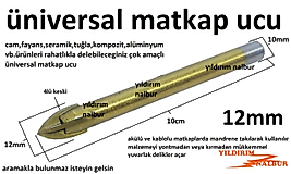 MATKAP UCU ÜNİVERSAL CAM AYNA DELME UCU 12MM KALIN MODEL