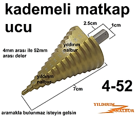 KADEMELİ MATKAP UCU 4-52 KONİK MATKAP UCU HSS METAL UCU ÇELİK MATKAP UCU METAL İÇİN