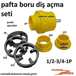 PAFTA SETİ TESİSAT BORU DİŞ AÇMA SET 3 PARÇA 1/2 - 3/4 - 1 PARMAK EKONOMİK SET KLAVUZ