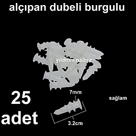 ALÇIPAN DUBELİ BURGULU 25 ADET BURGULU PLASTİK DUBEL