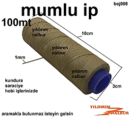 MUMLU İP 100MT AÇIK RENK CÜZDAN DERİ DİKİMİ RENK ÇANTA İPİ HOBİ TİPİ