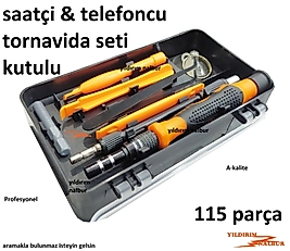 SAATÇİ TELEFONCU TORNAVİDA SETİ 115 PARÇA YILDIZ DÜZ SET KALİTE PROFESYONEL