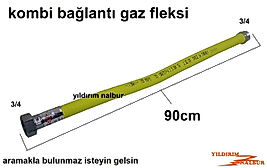 KOMBİ FLEKSİ 90CM KOMBİ BORUSU SPRALİ SARI DOĞALGAZ HORTUMU UZUN BOY