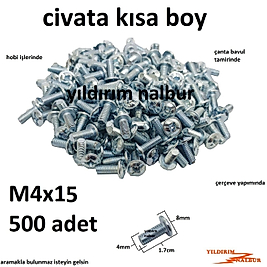 CİVATA 4X15 MİNİK KÜÇÜK CİVATA ÇANTA VALİZ BAVUL TAMİR CİVATASI HOBİ TAMİR CİVATA KISA BOY